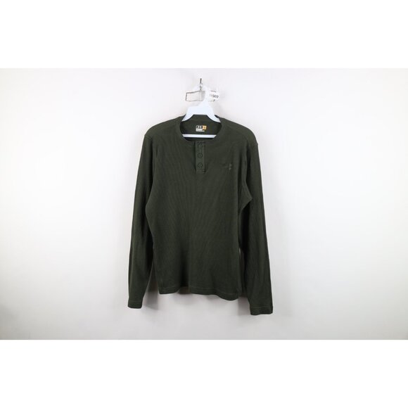 Under Armour Mens Medium Faded Thermal Waffle Knit Long Sleeve Henley T-Shirt - Picture 1 of 12